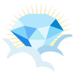 face in clouds and gem stone