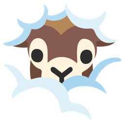 face in clouds and goat