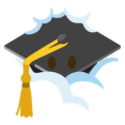 face in clouds and graduation cap