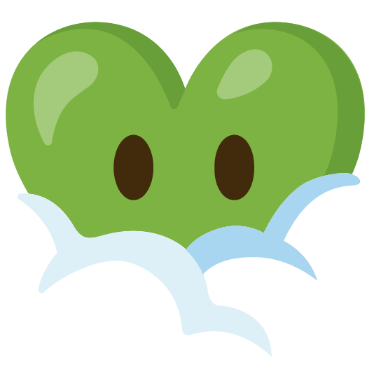 Face in clouds and Green heart