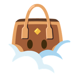 face in clouds and handbag