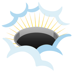 face in clouds and hole