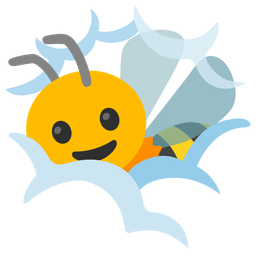 face in clouds and honeybee