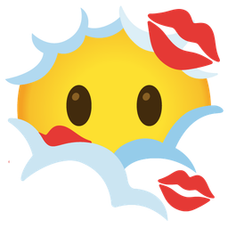 face in clouds and kiss mark