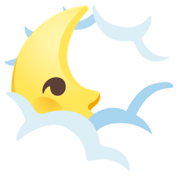 face in clouds and last quarter moon face