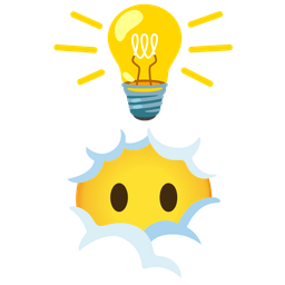face in clouds and light bulb