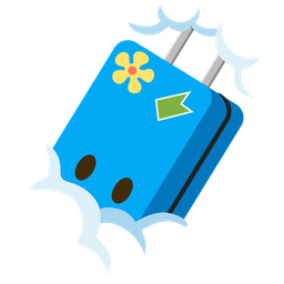 face in clouds and luggage