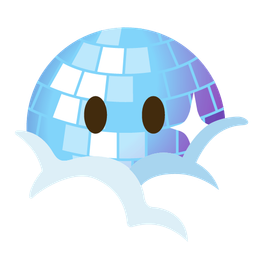 face in clouds and mirror ball