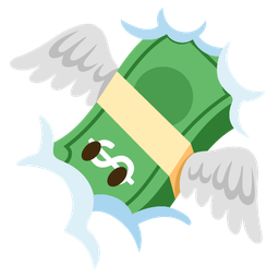 face in clouds and money with wings