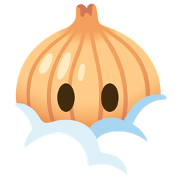 face in clouds and onion