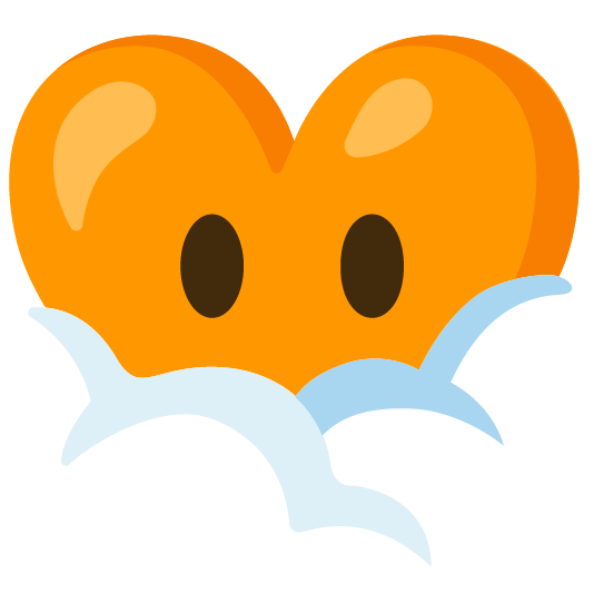 Face in clouds and Orange heart