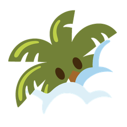 face in clouds and palm tree