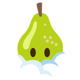 face in clouds and pear