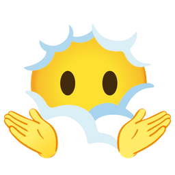 face in clouds and person shrugging
