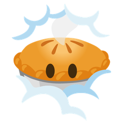 face in clouds and pie