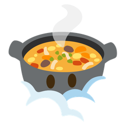 face in clouds and pot of food