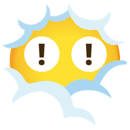 face in clouds and red exclamation mark