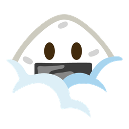 face in clouds and rice ball