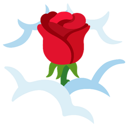 face in clouds and rose