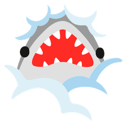 face in clouds and shark