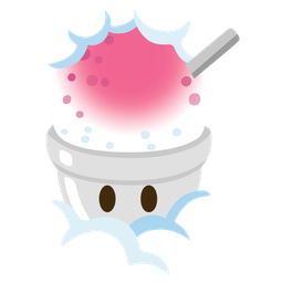 face in clouds and shaved ice