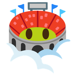 face in clouds and stadium