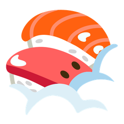 face in clouds and sushi