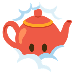 face in clouds and teapot