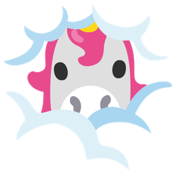 face in clouds and unicorn