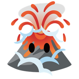 face in clouds and volcano