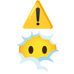 face in clouds and warning