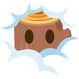 face in clouds and wood