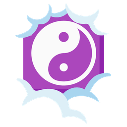 face in clouds and yin yang