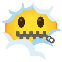 face in clouds and zipper-mouth face