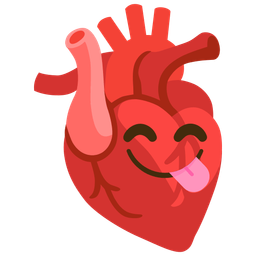 face savoring food and anatomical heart