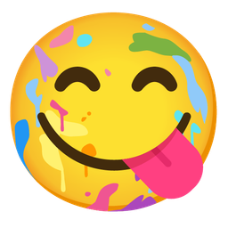 face savoring food and artist palette