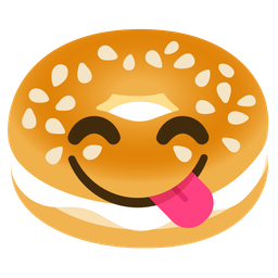 face savoring food and bagel