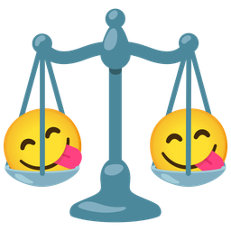 face savoring food and balance scale