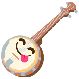 face savoring food and banjo