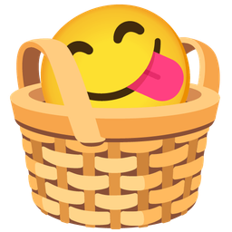 face savoring food and basket