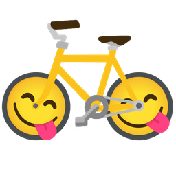 face savoring food and bicycle