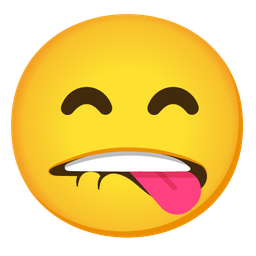 face savoring food and biting lip