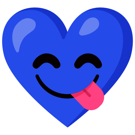 Face savoring food and Blue heart