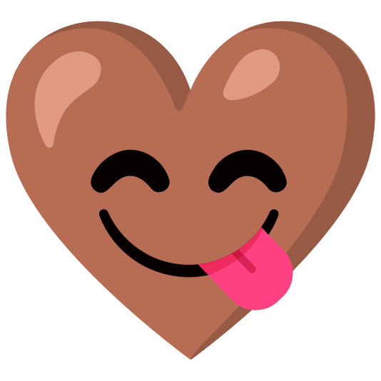 Face savoring food and Brown heart