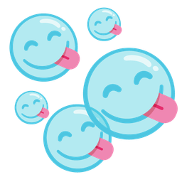 face savoring food and bubbles