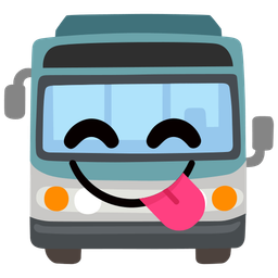 face savoring food and bus