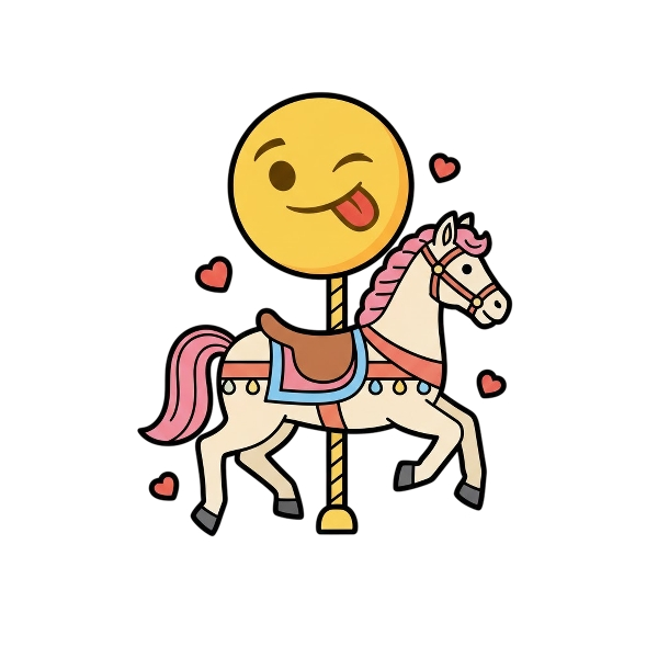 Face savoring food and Carousel horse