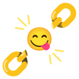 face savoring food and chains