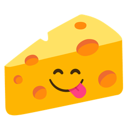 face savoring food and cheese wedge