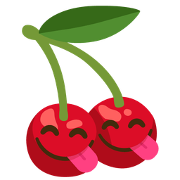 face savoring food and cherries